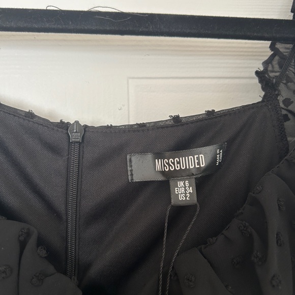 Missguided Black Dobby Milkmaid Skater Dress Size 2 - Picture 4 of 5